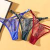 Sexy Lace Embroidery Thongs Women Transparent Briefs Adjustable Waist 159