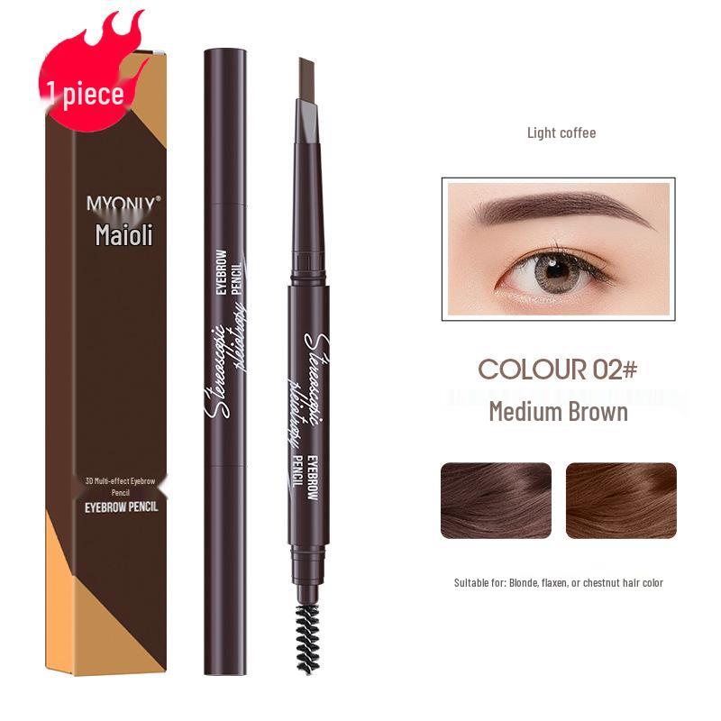 Maiouli 3D Smudge-Proof Multi-Effect Eyebrow Pencil - Beginner-Friendly Double-Ended Triangle Shape.