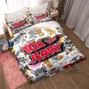 A Cute, Cartoon-style Tom and Jerry Themed Printed Bedding Set, Including a Duvet Cover and Pillowcases. An Ideal Holiday Gift