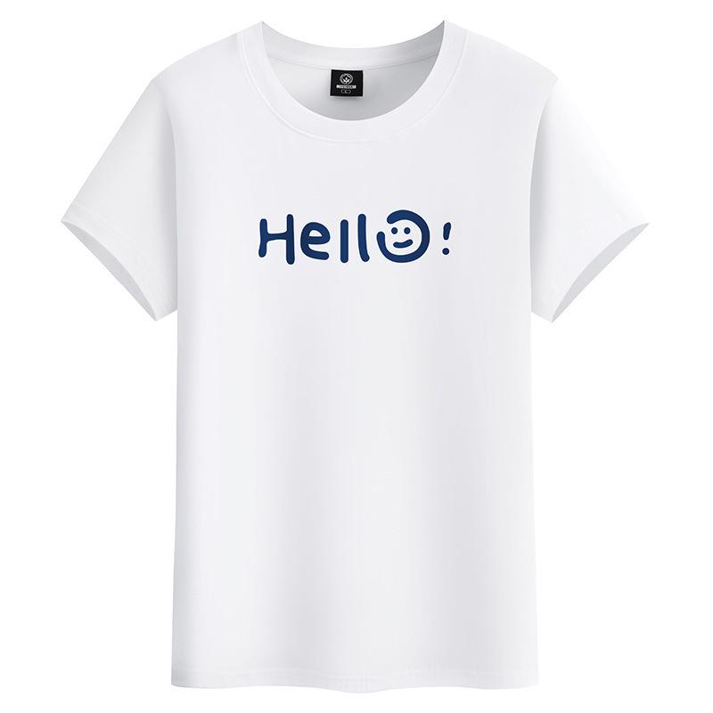 

Hello M-6XL Мужская футболка с короткими рукавами из чистого хлопка с круглым вырезом для мальчиков Повседневная футболка 6XL белый