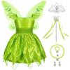 Prinsessekjole Cosplay Luksus Tilbehørssett Barnekjole 8 Deler Jenter Grønn Søt Store Vinger Barnekostyme Arrangement Halloween Kostymefest Fødselsdag