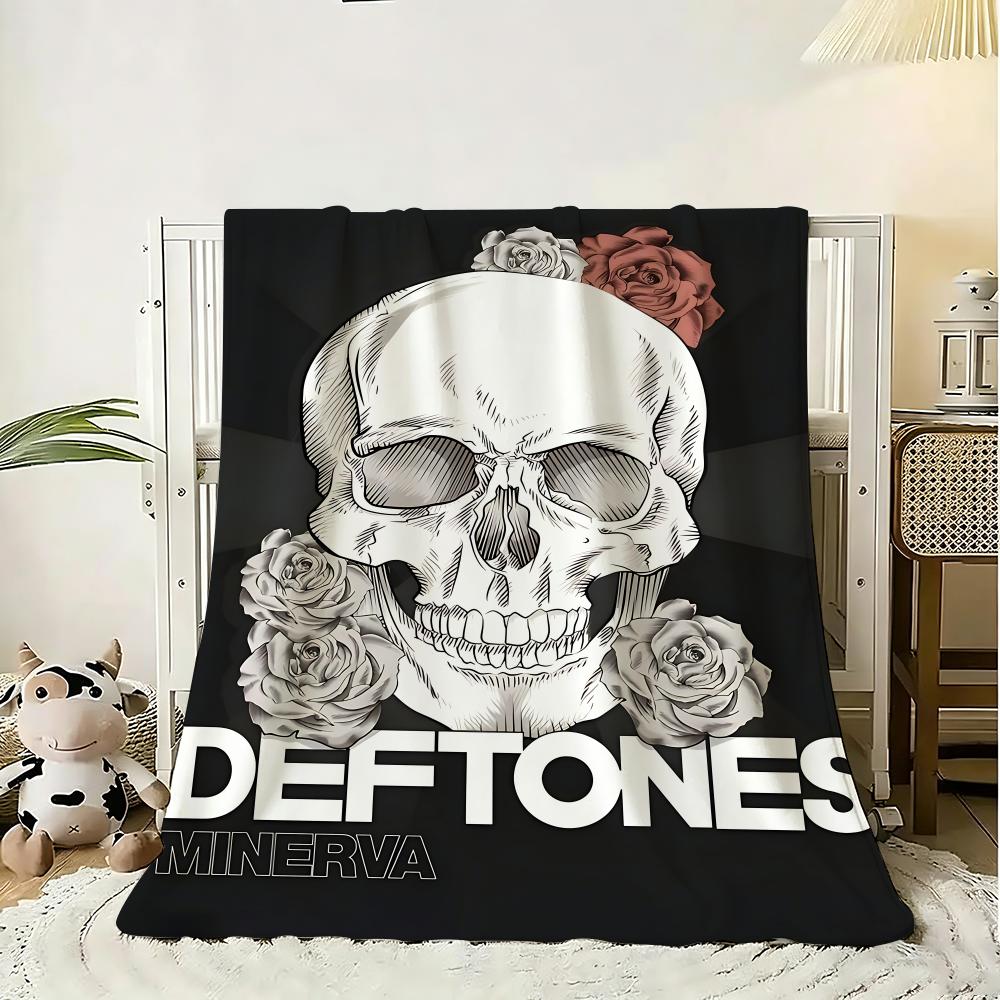 Deftones Band Throw 240g Flannel Blanket Lightweight Soft Skin-friendly Summer Thin Throw Blanket 75x90cm