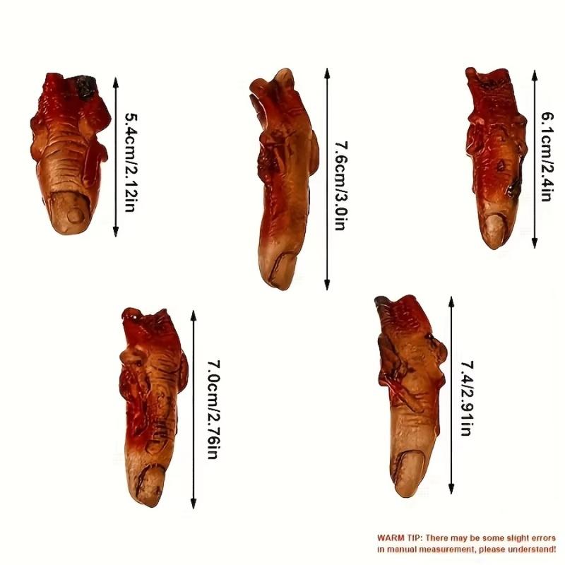 5pcs Halloween Fake Bloody Severed Fingers Prop Horror Broken Finger Decor Haunted House Spooky Cosplay Party Table Ornaments