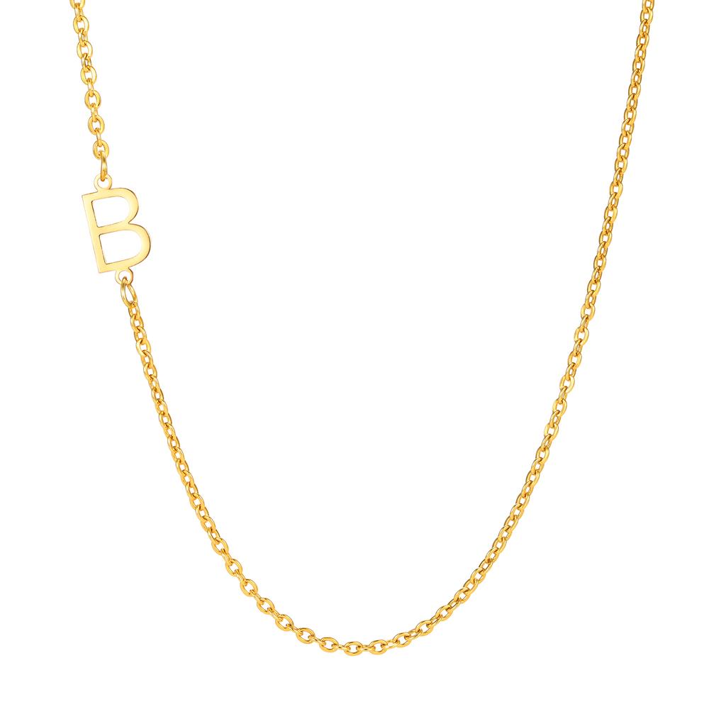 A-Z 26 Letters Initial Necklaces for Women 18k Gold Color Stainless Steel Necklace Rolo Chain Pendants Anniversary Jewelry