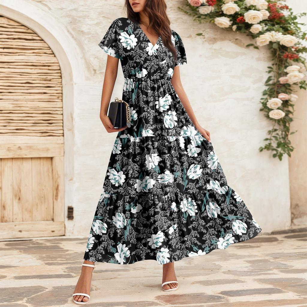 Women's Flowy Dresses Women's Summer Dresses Casual Short Sleeve Maxi Dresses Formal Maxi Dresses