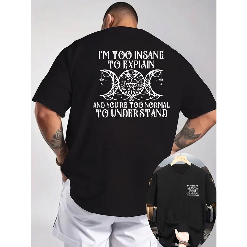 

New Summer Men S Casual T-Shirt Ribbed Round Neck Short-Sleeved Top, Knitted Fabric, Cool And Comfortable, Double-Sided Printing on The Front And Back S чёрный