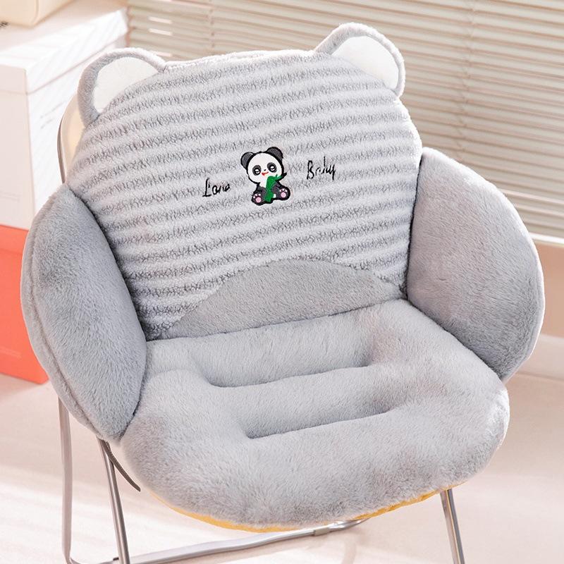 Cute Cartoon Half Surrounded Backrest Integrated Cushion Office Seat Pads Plush Tatami Backrest Mats Comfortable and Reliable Anti Slip Seat Cushions