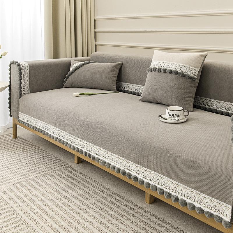 Sofa Cushion Four Seasons Universal Non-Slip Mat Japanese Style Log Style Cream Color Imperial Concubine Four-Seat Cushion