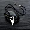 European and American Punk Stainless Steel Wolf Tooth Necklace - Titanium Steel Men's Pendant with Ox Horn Design