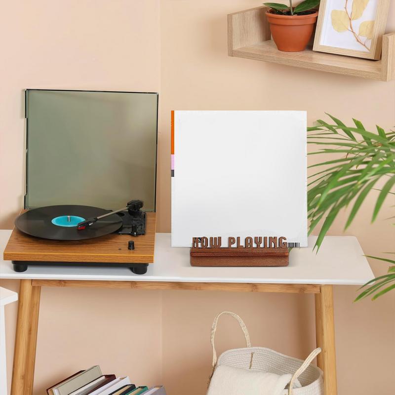 Wood Record Holder Now Playing Wood Stand Record Storage Rack Album Storage Shelves Holds Up To 5 LP For Home Decoration