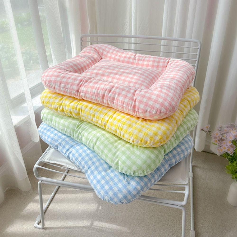 Macaron Plaid Dog Cushion Warm Pet Sleeping Bed Breathable Cat Mat  Winter