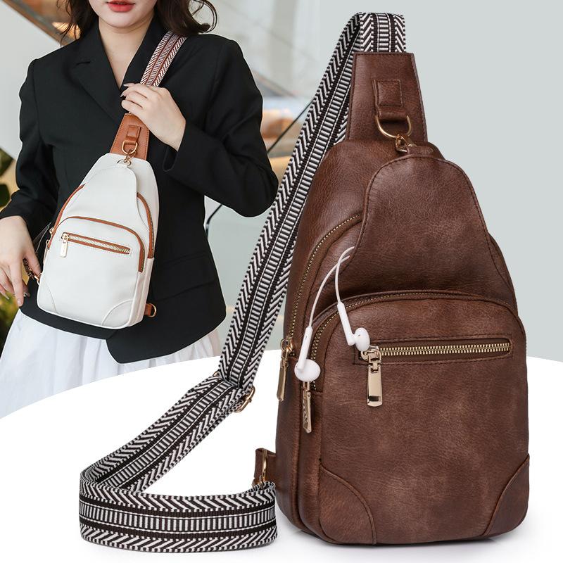 Chest Bag Women's Large Capacity Shoulder Crossbody Bag PU Bag