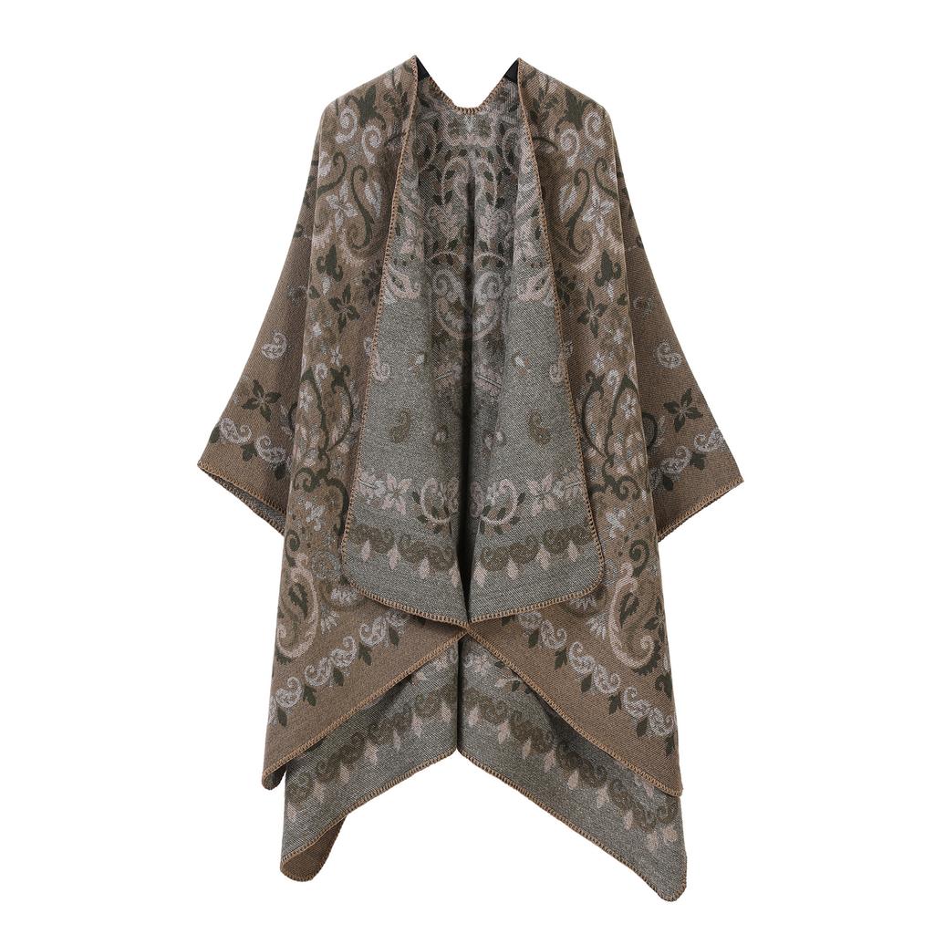 Classical Style Women's Shawl Double-sided Tassel Slit Cape High-end Travel Warm Cape