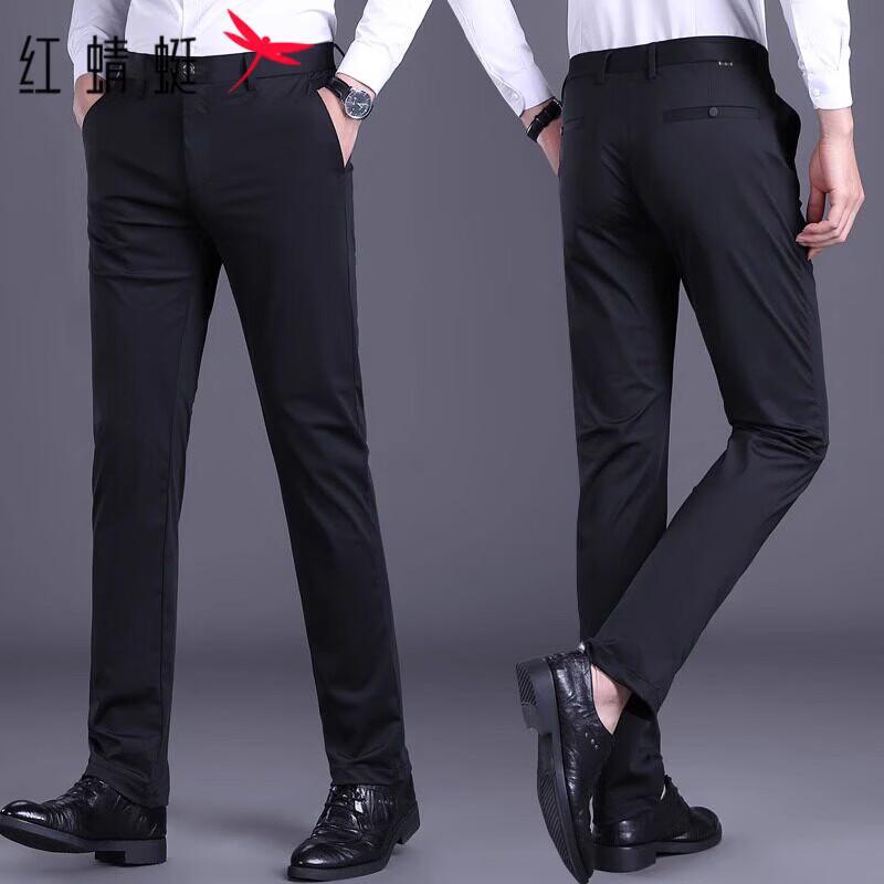 RED DRAGONFLY Men s Ice Silk Straight Leg Casual Trousers 35