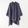 Solid Color Winter Knitted Shawl Wrap With Slit Hem Warm Lightweight Cape Women Men Street Style