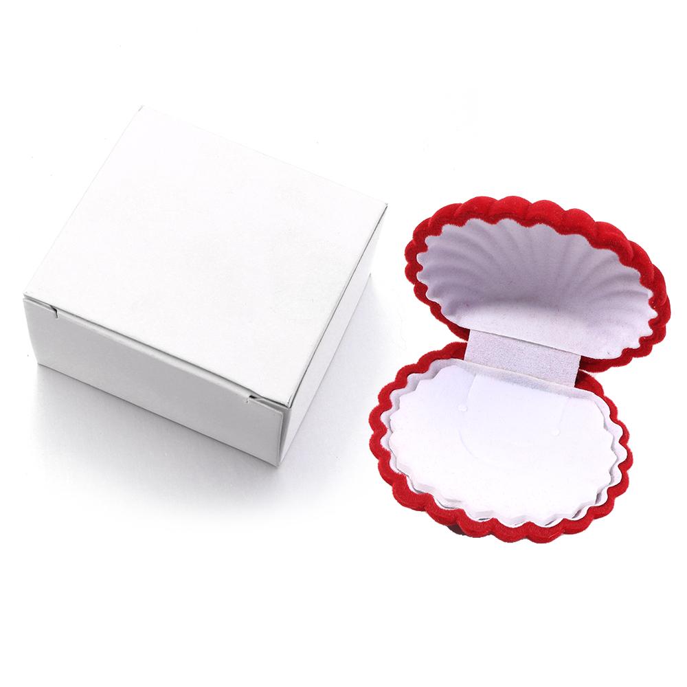 1 Piece Velvet Jewelry Box Lovely Shell Shape Gift Box Container For Wedding Earrings Necklace Bracelet Display Gift Package Box