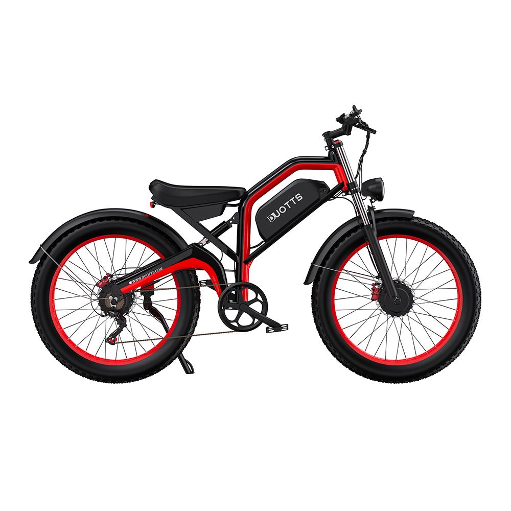 DUOTTS N26 Black Red/blue White 750W*2 Dual Motor power+48V20AH Samsung Battery, 26 * 4.0-inch Tires Maximum Speed 50KM/H City Electric Bicycle