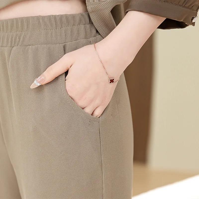 Frühlingsanzug für Mütter im chinesischen Stil, Göttin mittleren Alters, Frühlings- und Herbstmode, Revers, langärmelige Hosen, zweiteiliger Anzug