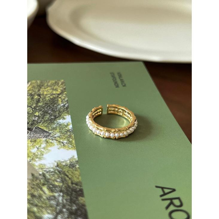

Корейский стиль Простой циркон бамбуковое кольцо женское открытое регулируемое нишевое высококачественное уникальное западное стильное жемчужное кольцо мода J3670