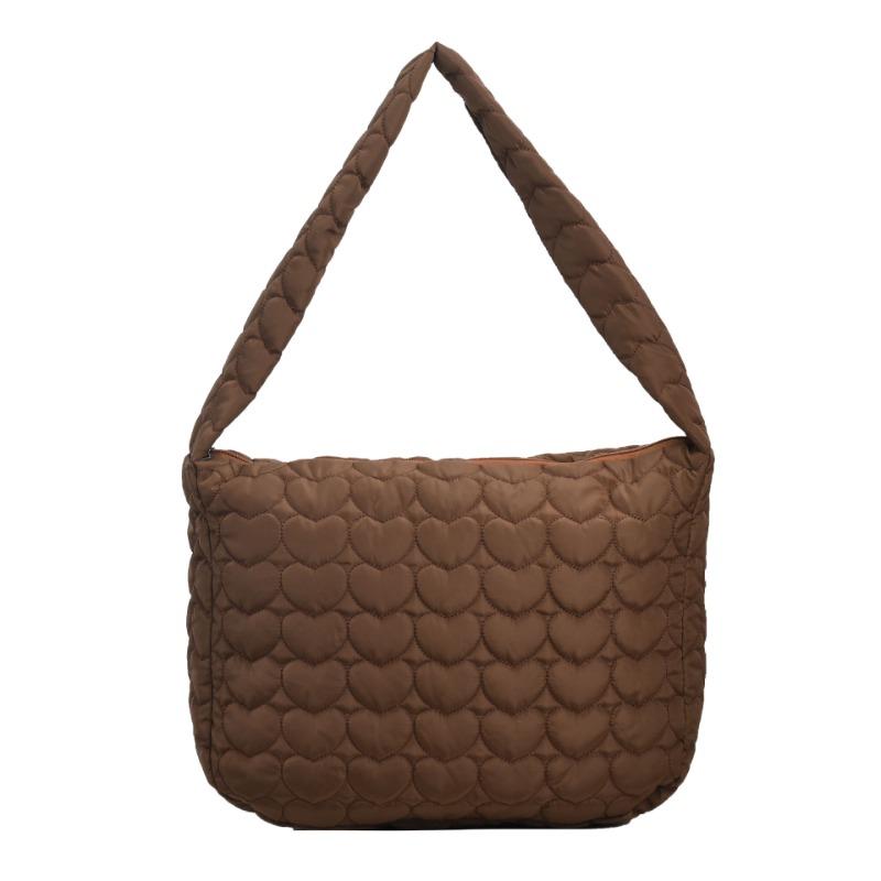 

Cotton clothing bag new simple solid color tote bag autumn and winter love embroidery thread large capacity casual shoulder oblique span bag коричневый