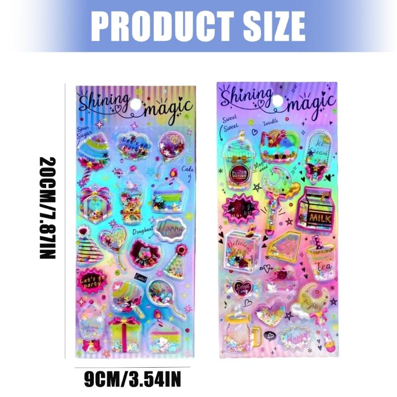 Shimmering Quick Sand Sticker Adhesive PVC Sticker for Notebook Journal Phone Cover Luggage Scrapbooking Decoraiton