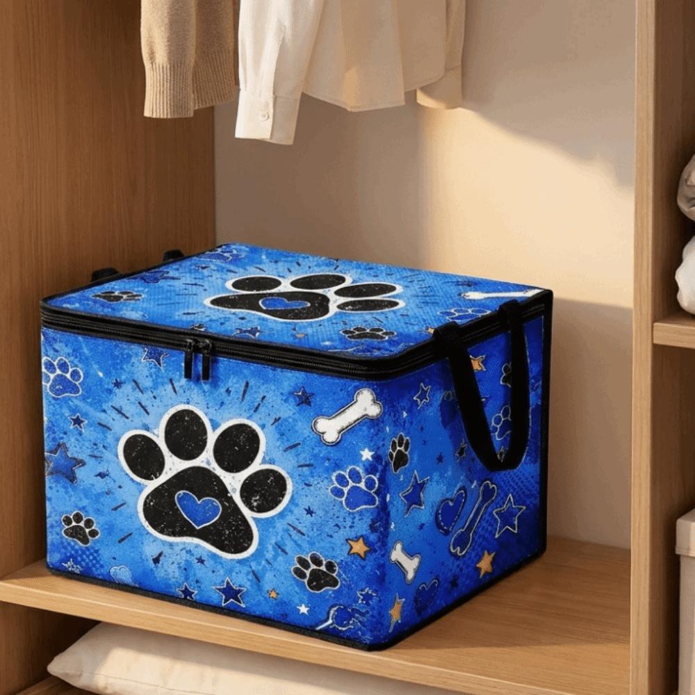Dust-proof Paw Print Storage Box Large Capacity Fabric Storage Box Wardrobe Organizer for Home