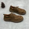 Genuine Leather Men's Shoes Spring and Summer Retro Original Round-toe Casual Flat Low-top Lace-up Cowhide Shoes