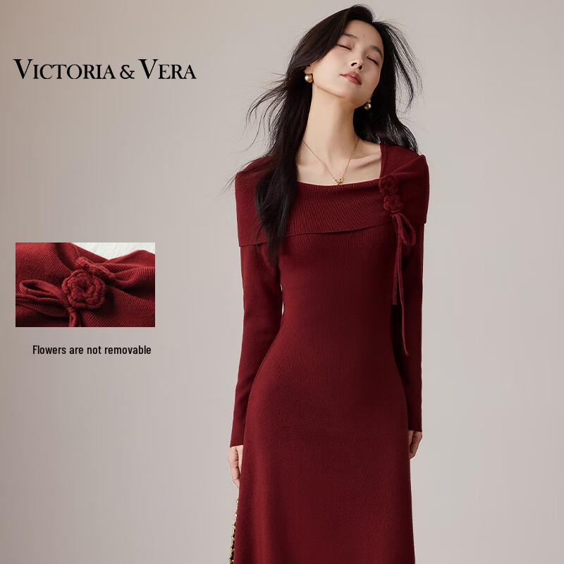 

VICTORIA&VERA Women s Off-Shoulder 3D Floral Knit Long Dress XL