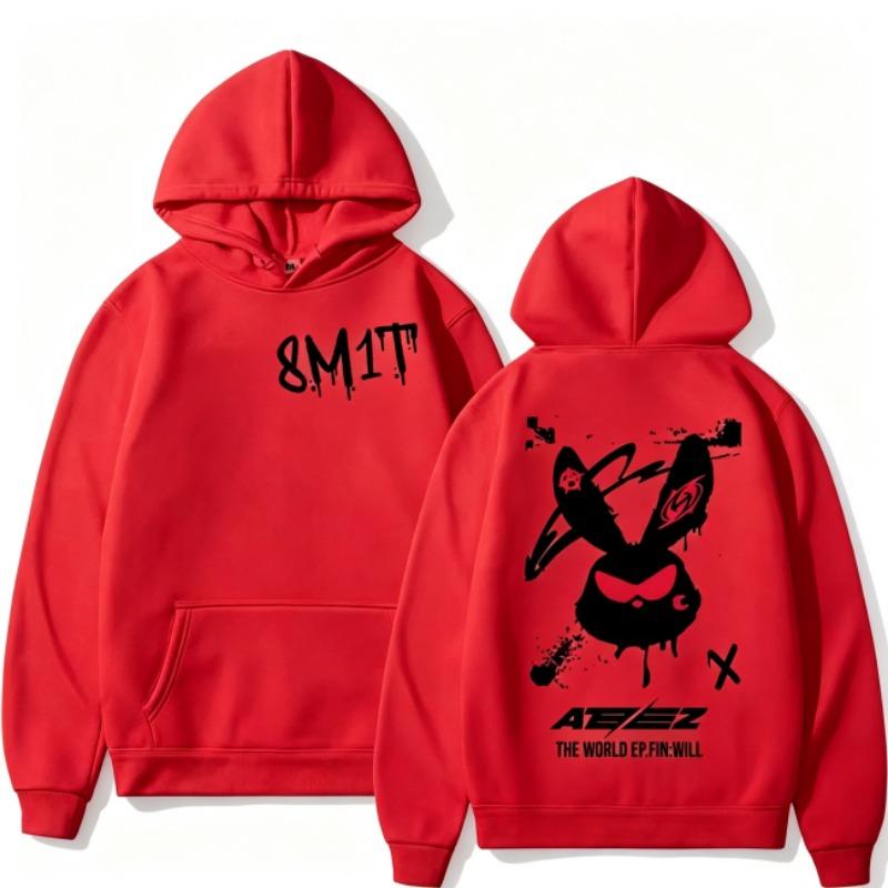 Autumn Men's Women's Hoodies Ateez 8M1T Printing Unisex Fashion Pullover Long Sleeves Loose Casual Vintage Sweatshirts