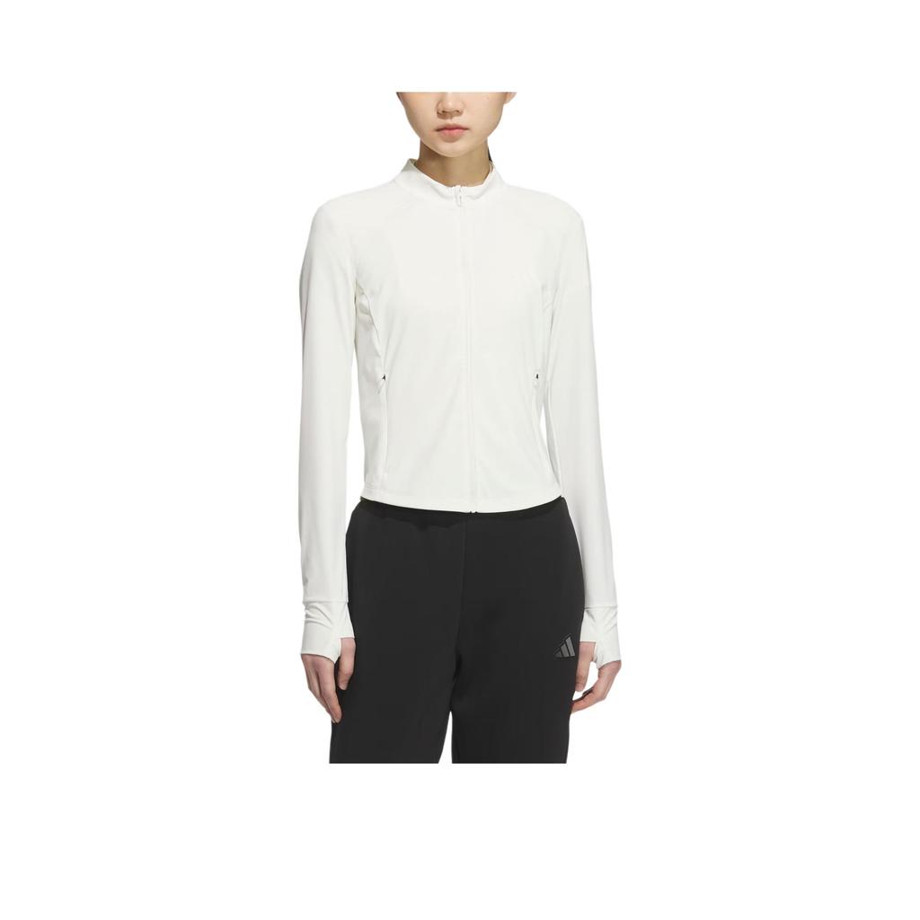 adidas Tech Knit Logo Solid Color Sun Protection Slim Fit Stand Collar Long Sleeve Jacket Women Jacket Han-Jade-White KE5779