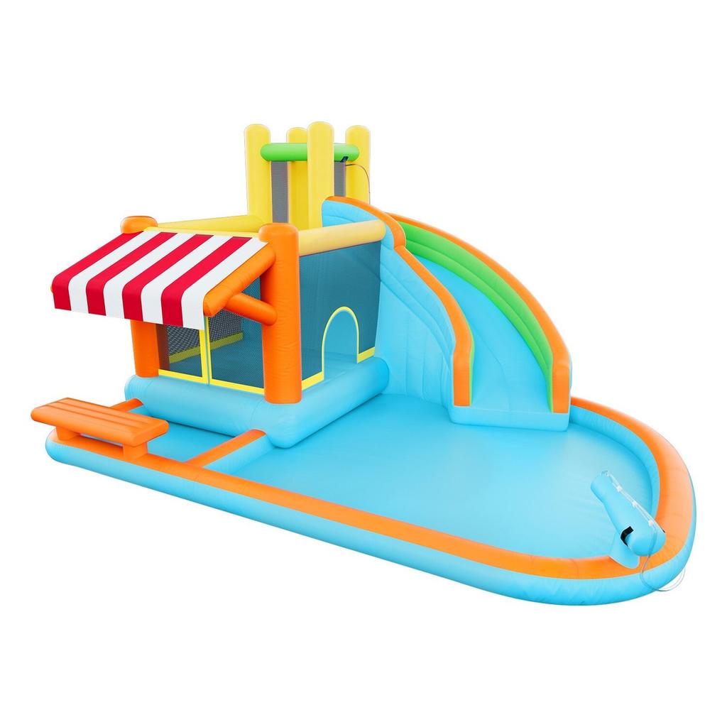 Aufblasbare Hüpfburg, 4,5 x 3,9 x 2,4 m Aufblasbare Hüpfburg Wasserrutsche, Hüpfburg mit Hüpfburgen, Hohe Rutsche, Planschbecken &