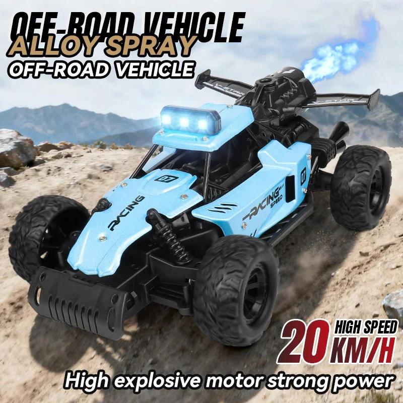 ZWN 1:18 2.4G RC Car With LED Light Alloy Light Spray 2WD Off-road Remote Control Climbing Vehicle Outdoor Cars Toy Gift for Kid