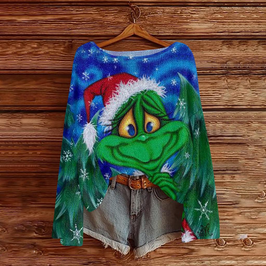 Christmas Sweatshirts For Women Knit Sweater Cute Shirt Fall Crewneck Pullover Tops