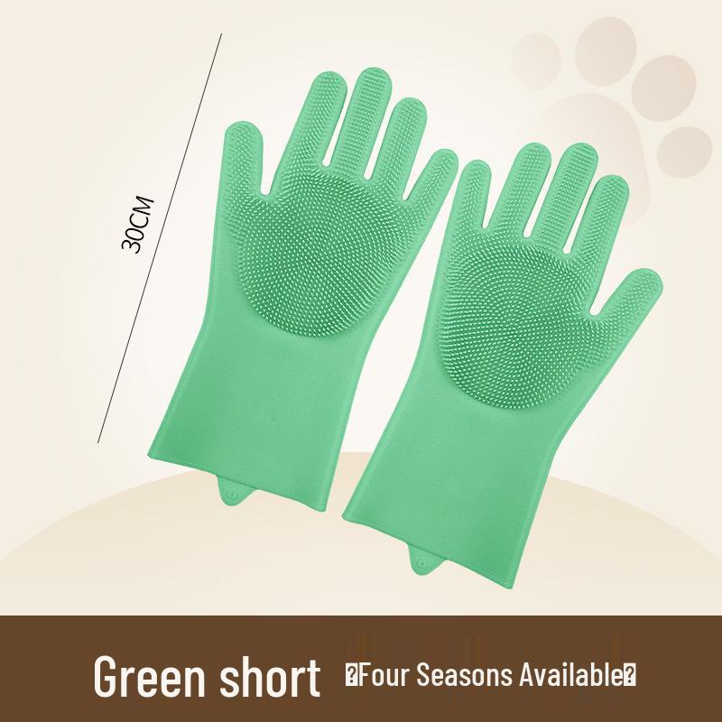 Silicone Pet Bathing Gloves - Anti-Scratch/Bite, Grooming & Hair Removal