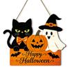 Halloween Pumpkin Wooden Door Hanger for Front Door Wall Decoration