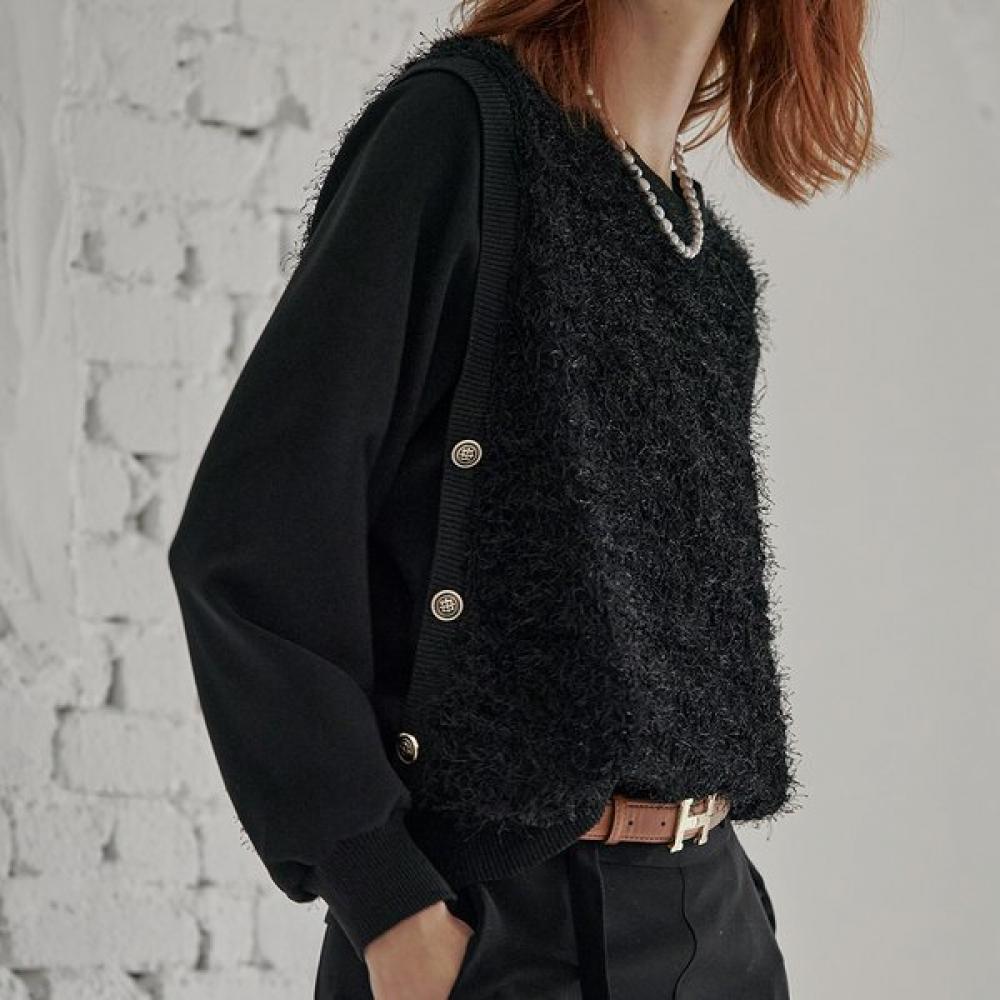 Maxza Side Button Shaggy Layered Blouse Zd11qt604na Ivory/FREE