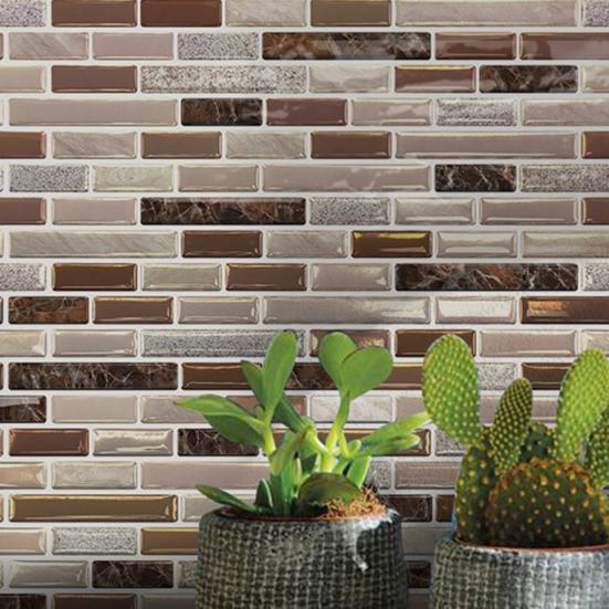 Decorative Adhesive Wall Sheets 3D Gel Faux Mosaic Stickers, Easy Peel & Stick Backsplash Tile Textured Panels Vintage Brick Wallpaper for Kitchen,