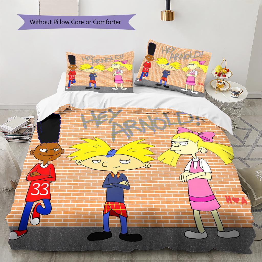 Hey Arnold Pattern Bedding Home Decoration Birthday Gift (1 * duvet cover + 2 * pillowcase, without core)