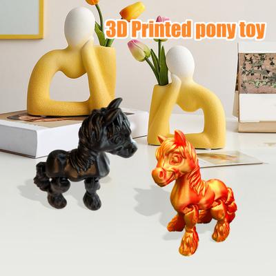 3D Printed Horse Figurine Movable Joints Pony Statue Stress Relief Fidget Toy Educational Animal Model Desktop Decoration Ornament