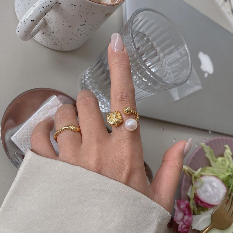 Elegant Korean Pearl Geometric Ring For Women Fashionable Unique Design High Quality
