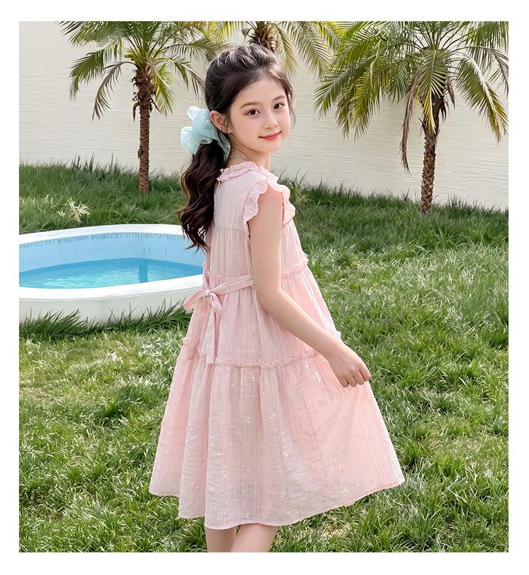 Girls' Korean Tencel Flying Sleeve Dress