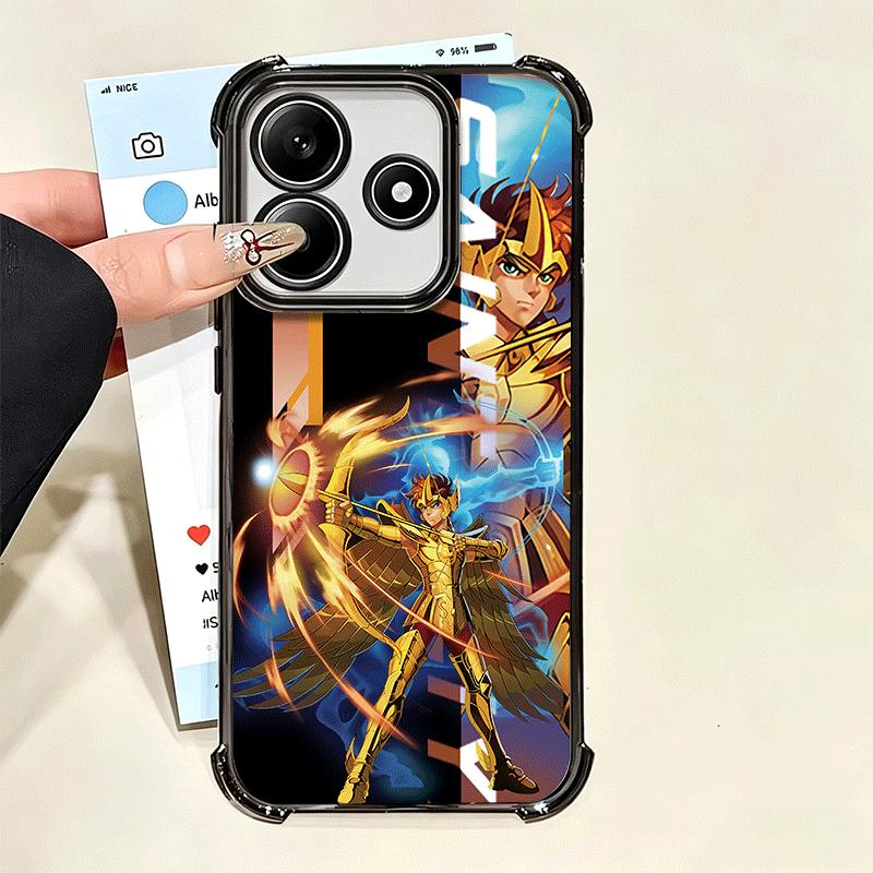 Anime S-Saint S-Seiya Plating Phone Case For Xiaomi Poco X5 X6 X7 X8 Pro Max F8 Ultra F7 M8 M7 M5S Redmi 15C 15 14C 13C 13 X3 12
