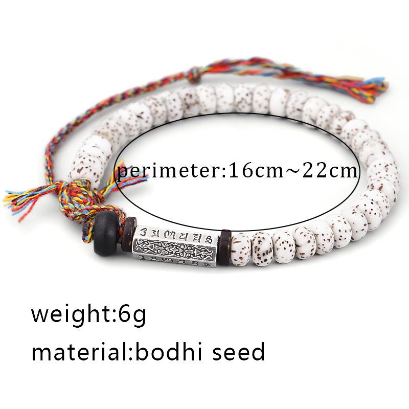 Bracciale a Filo Nodo con Perline Mantra delle Sei Parole del Buddismo Tibetano Amuleti Perline di Preghiera Braccialetti Per Uomini Donne Regalo