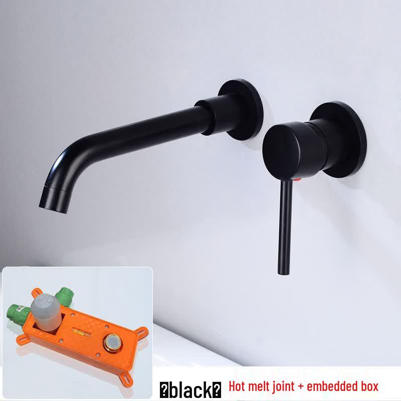 Black Wall-Mounted Hot & Cold Basin Faucet