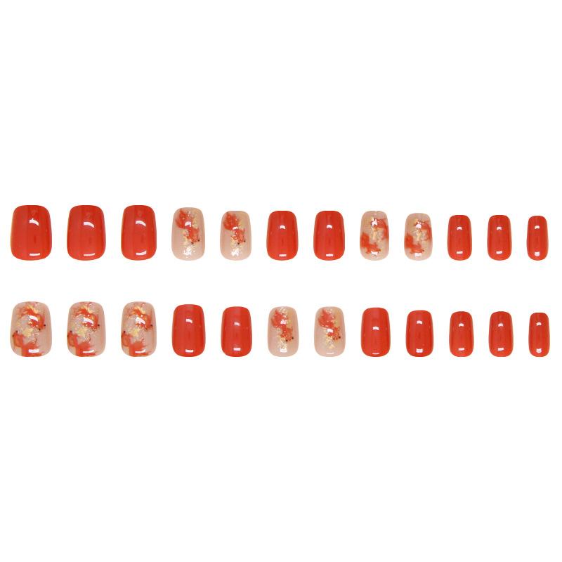 24 Stück Trage-Nagel Vollfarbe Abnehmbares Nagelstück Festliches Goldpuder Nagelaufkleber Nagelstück Falscher Nagel