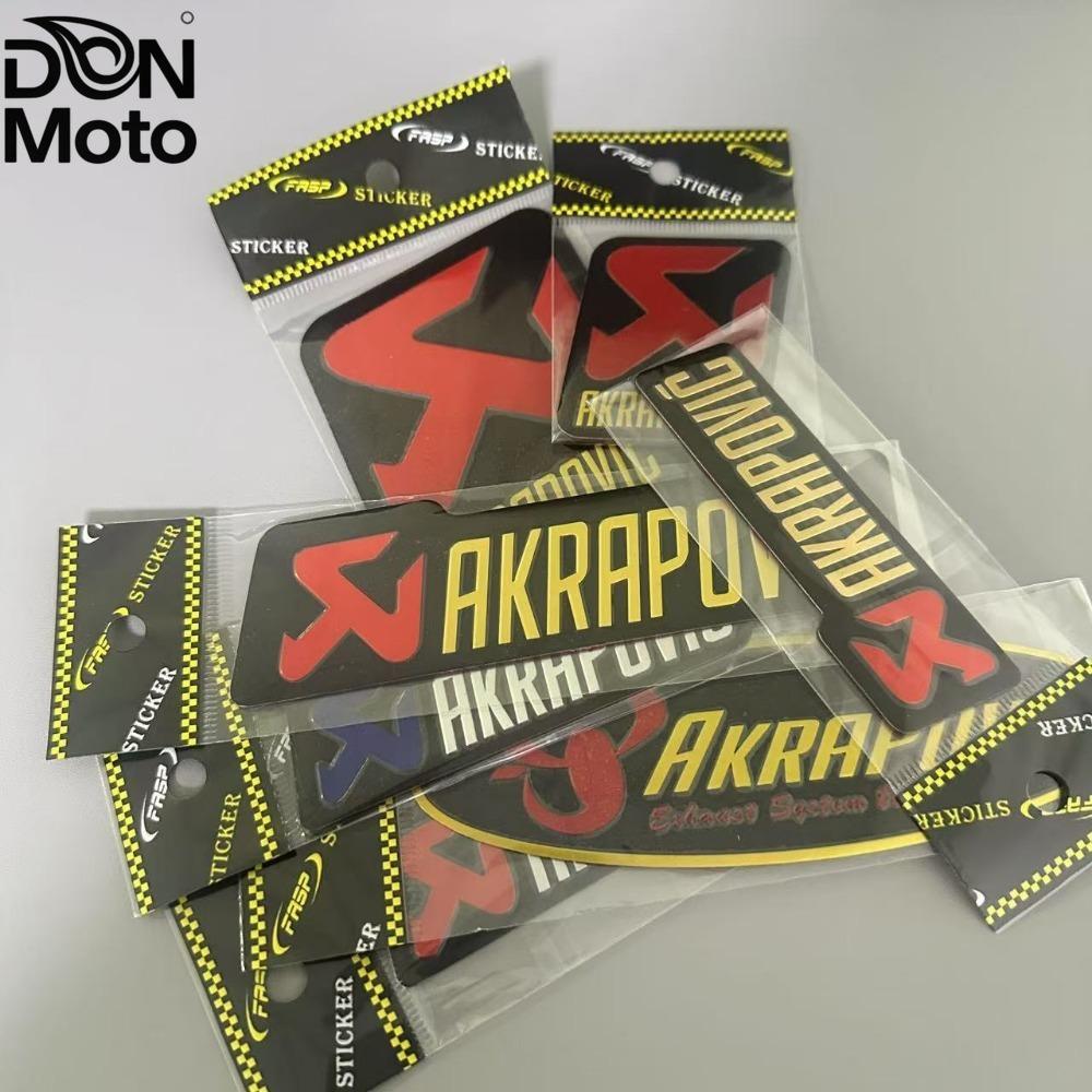 DON 2Pcs Motorcycle Sticker Decal Logo stickers for Akrapovic Exhaust Aluminum alloy waterproof fixation