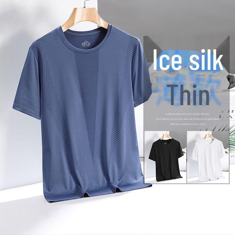 Men's Summer Quick-Dry Ice Silk T-Shirt - Breathable, Loose-Fit, Short-Sleeve Sports Top