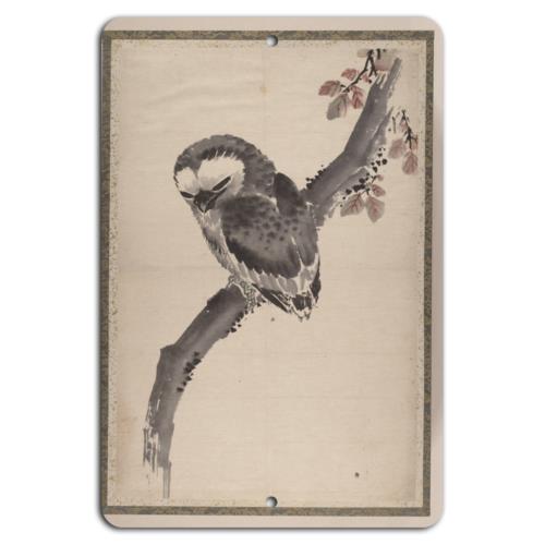 Serene Owl on Branch Elegant Ink ArtAluminumtin sign 20x30cm（7.8x11.8inch）