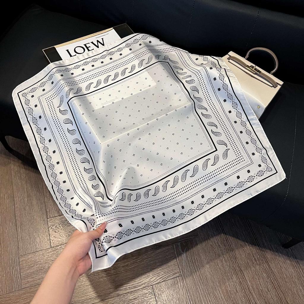 European and American style scarf square scarf imitation silk 71cm retro cashew print literary headband suit with decorative scarf