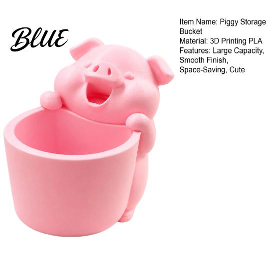 Cute Stationery Organizer 3D Printed Piggy Storage Pot, Cartoon Pig Shaped Pen Holder, Creative Desktop Makeup Brush Organizer, Multifunctional